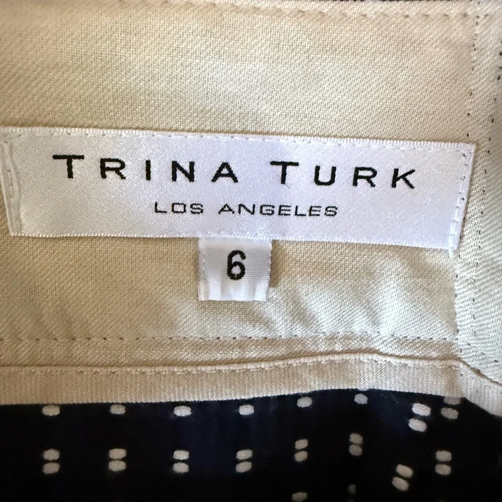 Trina Turk Navy Blue and White Checkered Pencil Skirt